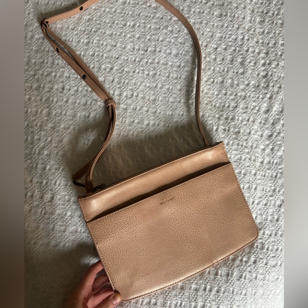 Matt and Nat Peachy/Tan Faux Leather Crossbody Bag
